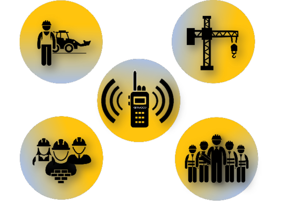Icons depicting two-way radios used in the construction sector